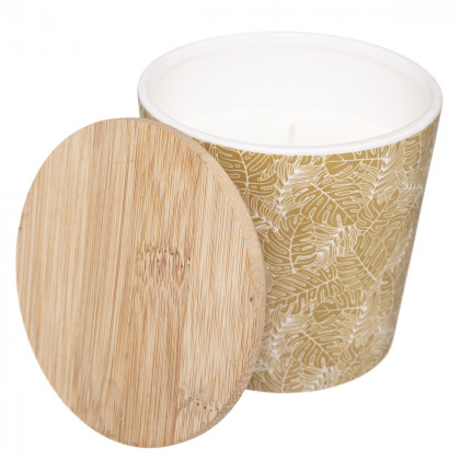 Bougie Parfumée pot en Céramique et couvercle en Bambou 280 G