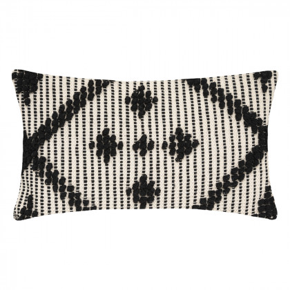 Coussin déhoussable Safari en Coton Noir & Blanc motif en relief 38 x 58 cm