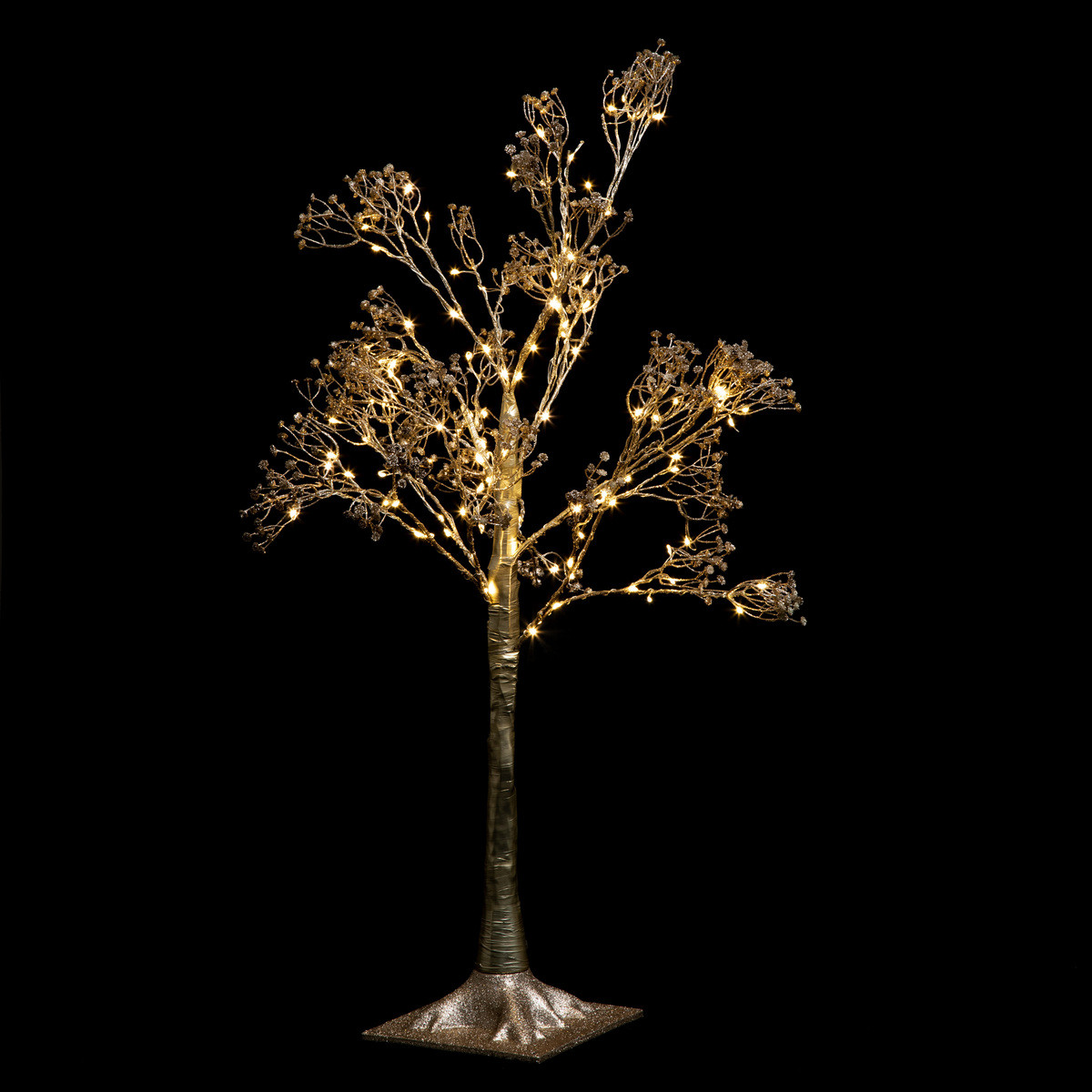 Arbre lumineux Bouquet doré 114 LED Blanc chaud H 90 cm - Sapins fibre  optique et arbres lumineux - Décomania
