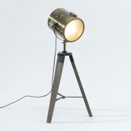 Lampe Projecteur en métal Bronze et pied en Bois Ebor H 68 cm