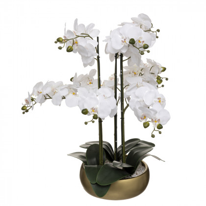 Orchidée artificielle dans pot céramique Doré H 61.5 cm