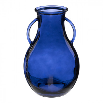 Vase Candy en verre recyclé bleu H 32 cm