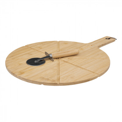 Set Planche à découper double face en Bambou et Roulette à pizza