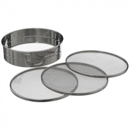 Tamis en Inox avec 3 grilles D 21 x H 6 cm
