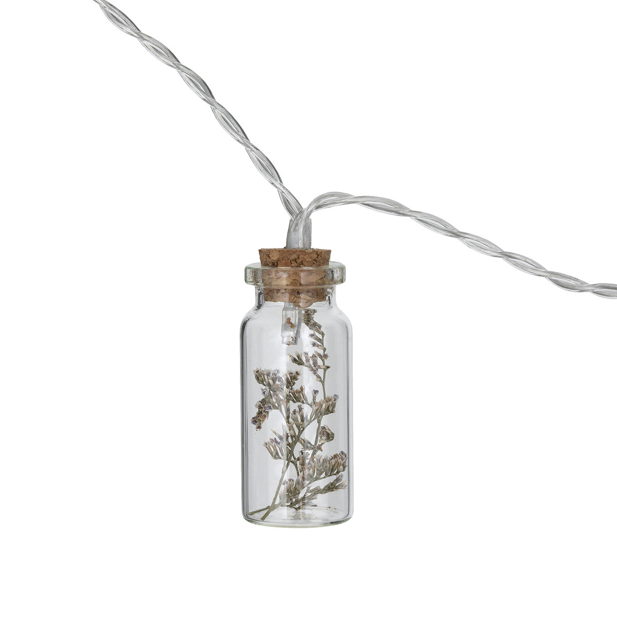 Guirlande à pile 10 LED Bouteilles en verre avec fleurs séchées L165 cm -  Guirlande et décoration lumineuse - Décomania