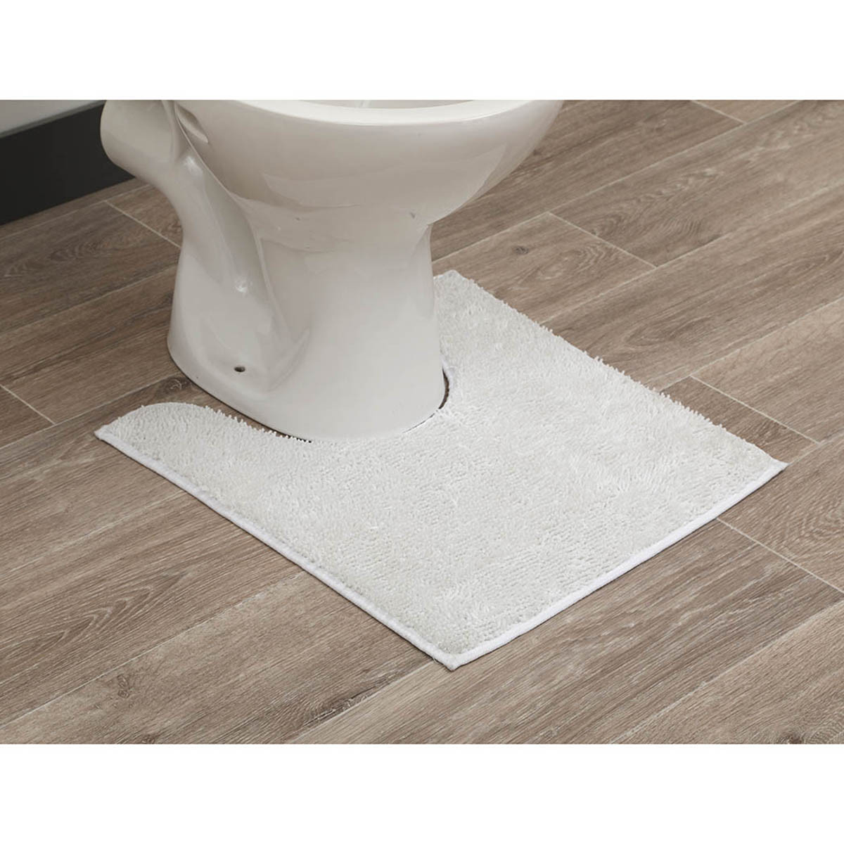 Tapis contour WC en polyester Blanc 45 x 50 cm - Accessoires de WC -  Décomania