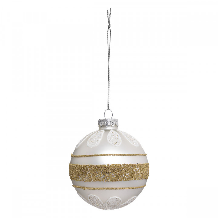 Boule de Noël en verre avec Perles dorées
