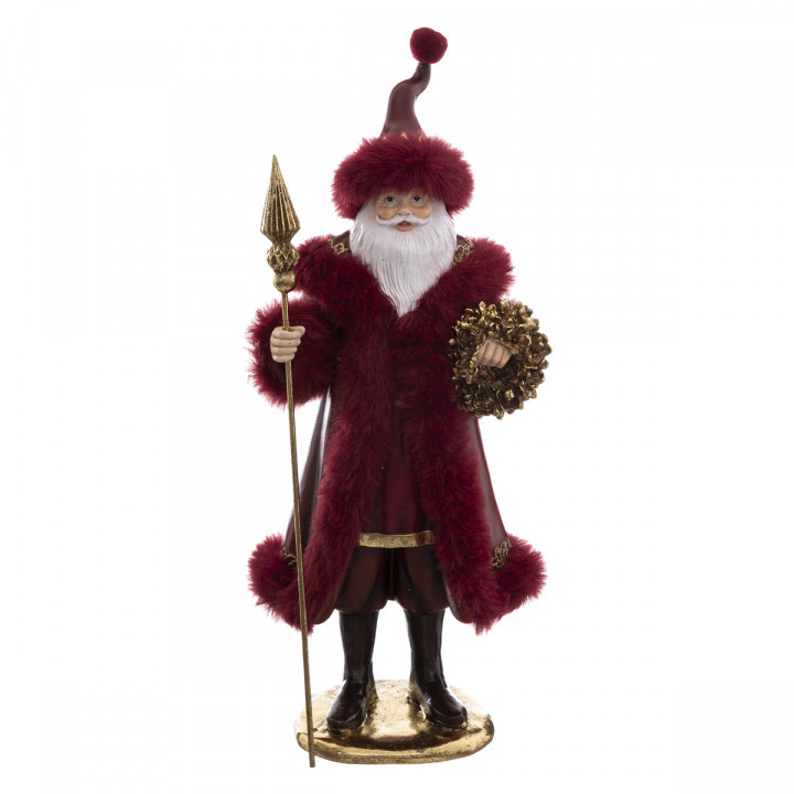 Père Noël bordeaux en résine H 38 cm