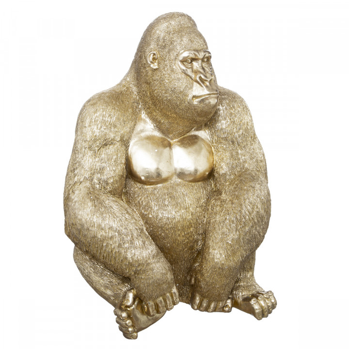 Grand Gorille en résine dorée H 61 cm