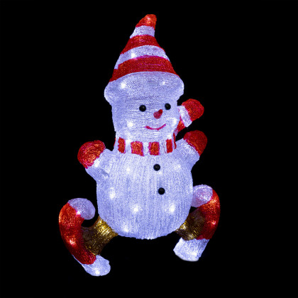 Bonhomme de neige lumineux en patin 60 LED Blanc froid H 50 cm
