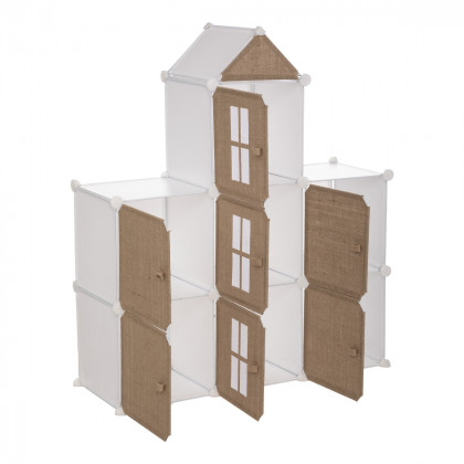 Meuble de Rangement Château 7 casiers en métal et jute