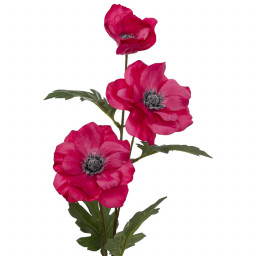 Tige artificielle Anémone 3 têtes Rose Fuchsia H 69 cm