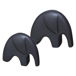 Set de 2 Éléphants en céramique noire