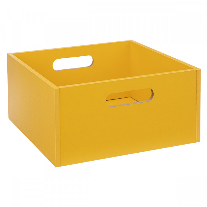 Boîte de Rangement 31 x 31 x 15 cm Bois couleur Jaune Moutarde