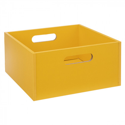 Boîte de Rangement 31 x 31 x 15 cm Bois couleur Jaune Moutarde