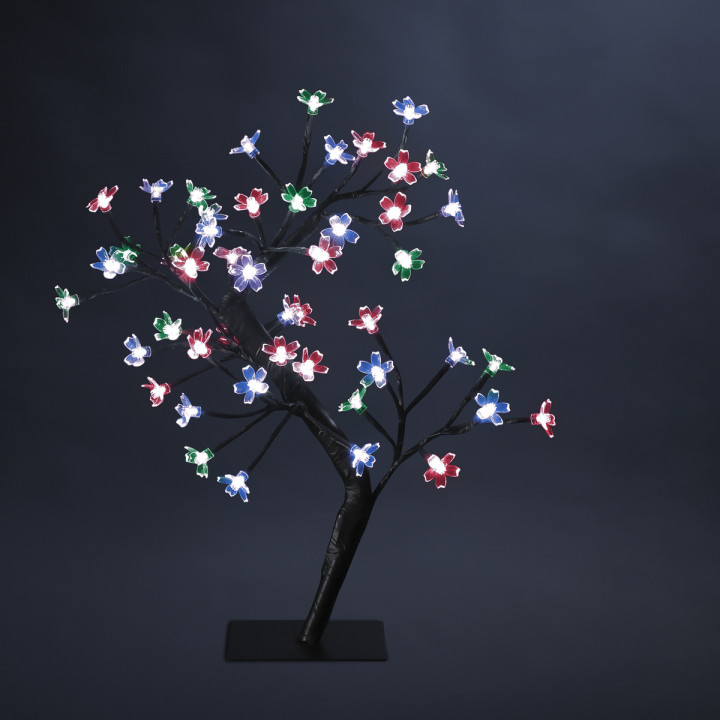 Arbre lumineux Prunus 48 LED à variation de couleurs H 45 cm