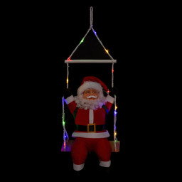 Père Noël grimpeur sur balançoire lumineuse à LED couleurs changeantes 8 fonctions H 70 cm