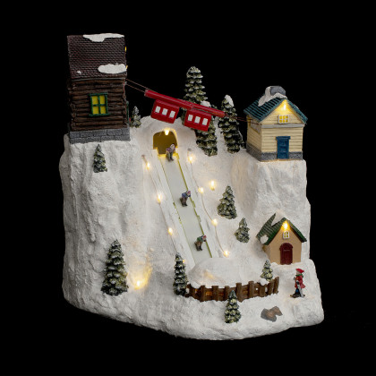 Village de Noël lumineux, animé et musical Piste de Ski et Téléphérique