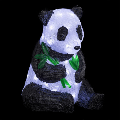 Panda Noir & Blanc lumineux 40 LED Blanc froid H 38 cm