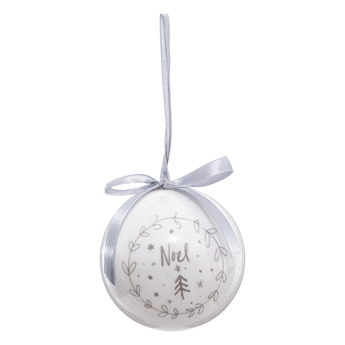 Boule de Noël motif blanc et argent - Boules de noël - Décomania