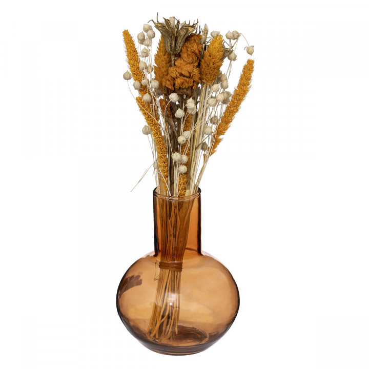 Composition de Fleurs séchées dans vase en verre 