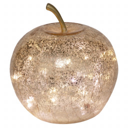 Pomme déco Lumineuse à LED en verre craquelé D. 15,7 x H. 18,5 cm