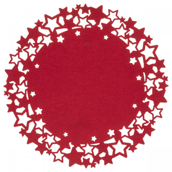 Set de table rond Étoile en feutrine rouge D 38 cm