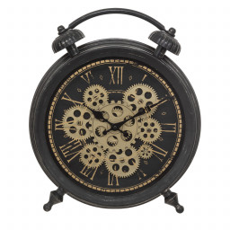 Horloge à poser en noir fini patiné esprit vintage H 41 cm