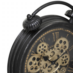 Horloge à poser en noir fini patiné esprit vintage H 41 cm