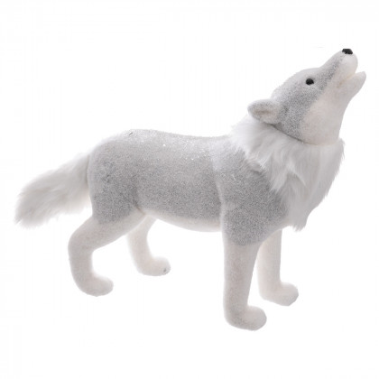 Loup bicolore blanc et gris 60 x 45 cm