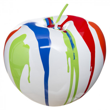 Pomme déco en résine Blanche et peint Trash H 17,8 cm