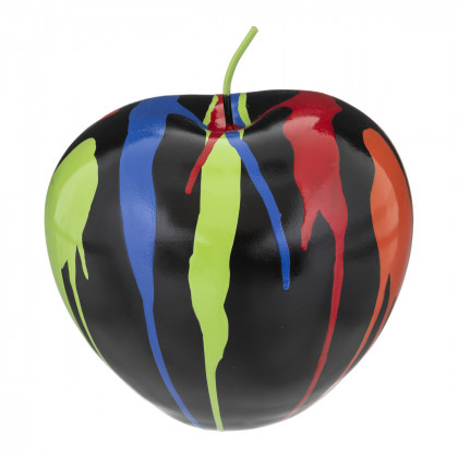 Pomme déco en résine Noire et peint Trash H 17,8 cm