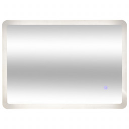 Miroir mural rectangle à LED 50 x 70  cm bouton tactile et fonction mémoire 