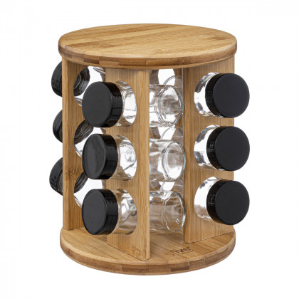 Présentoir rotatif à Épices en Bambou avec 12 pots en verre 