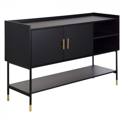 Buffet 2 portes Tedy noir en bois et métal H 80 cm