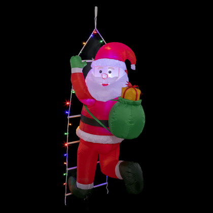 Déco gonflable lumineuse Père Noël grimpeur sur échelle 30 LED multicolore H 150 cm