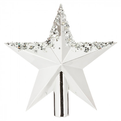 Déco de sapin de Noël Cimier étoile Argent brillant avec gouttes 22 cm