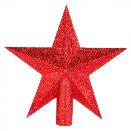 Déco de sapin de Noël Cimier étoile Rouge pailleté 22 cm
