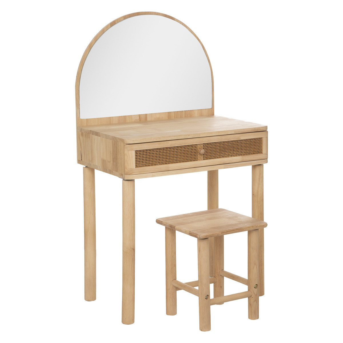 Coiffeuse et Tabouret enfant en bois et verre - Table, bureau