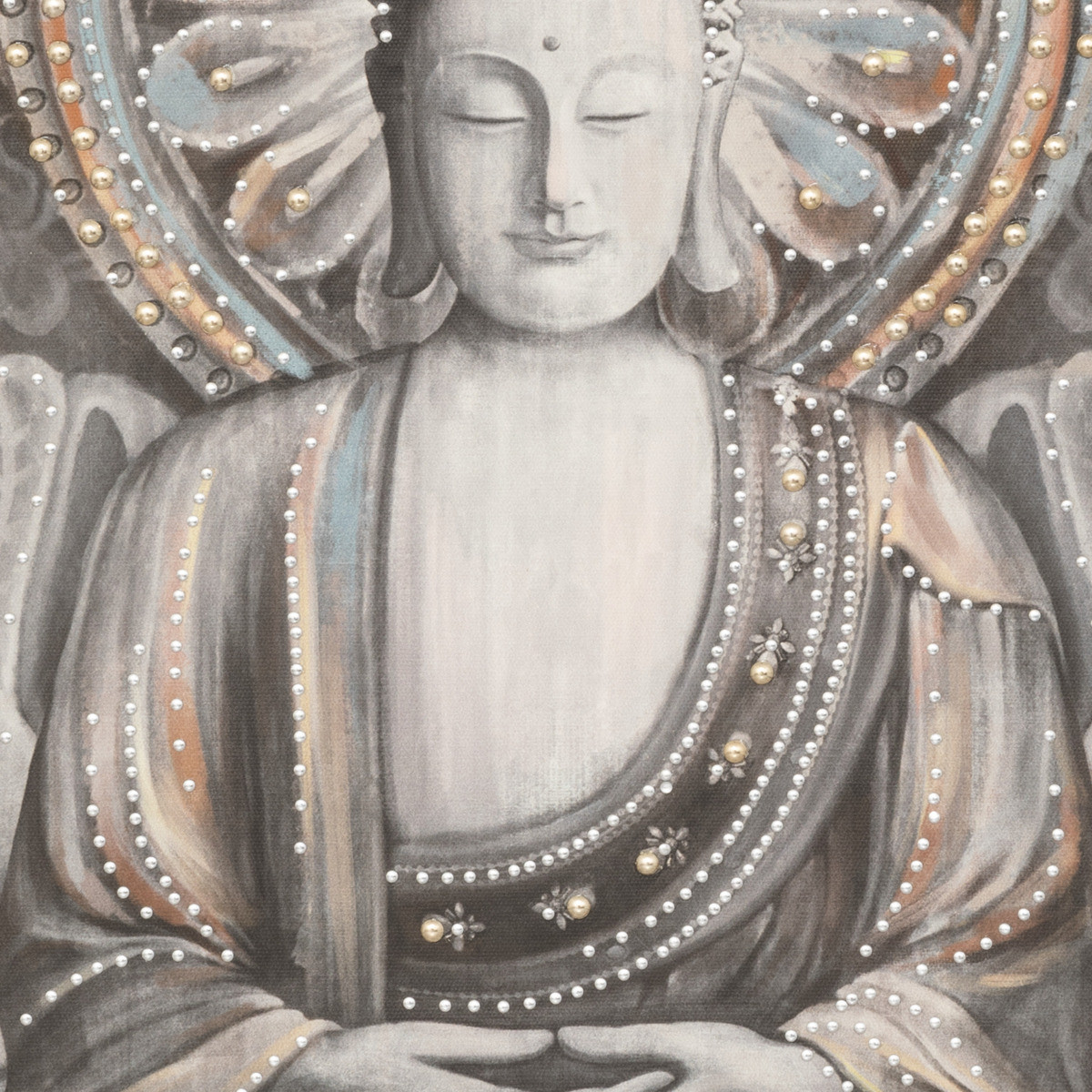 Toile imprimée Bouddha cadre en Bois 58 x 58 cm - Toiles et cadres déco -  Décomania