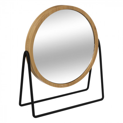 Miroir balançoire en Bambou et pieds en Métal D 22 cm 