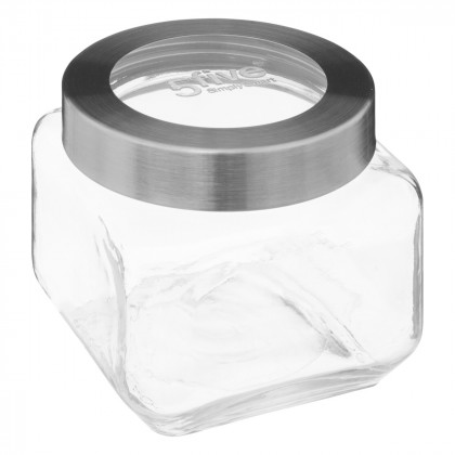 Bocal Miro en Verre et Inox avec couvercle transparent  0.8 L