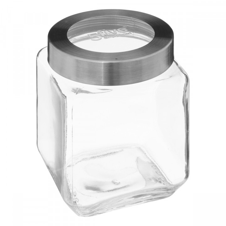 Bocal Miro en Verre et Inox avec couvercle transparent  1.2 L