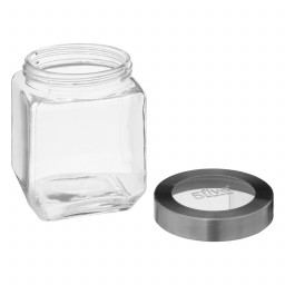 Bocal Miro en Verre et Inox avec couvercle transparent  1.2 L