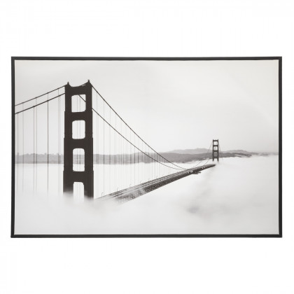 Toile imprimée Pont Billy avec cadre en Bois Noir et Blanc  60 x 90 cm