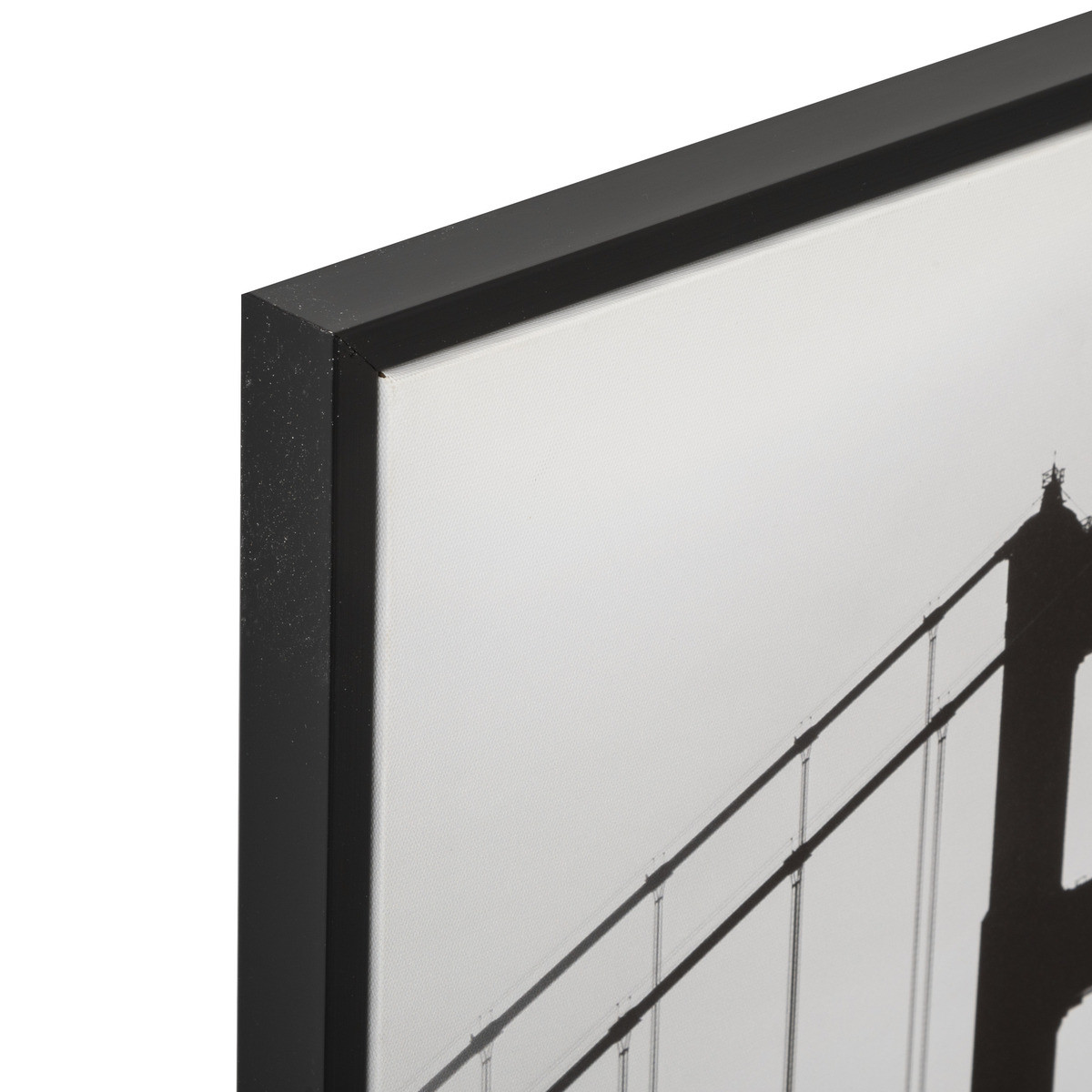 Toile en relief et cadre naturel en pin 60x90 noir et blanc