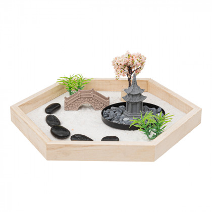 Jardin Zen Lila avec plateau en bois et accessoires 