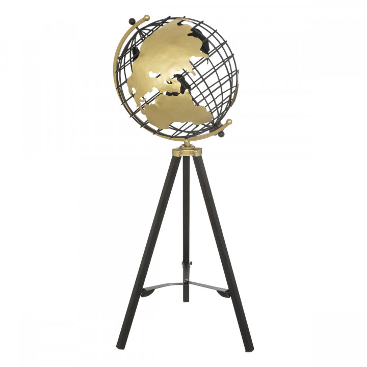 Globe déco en métal noir et doré H 70 cm