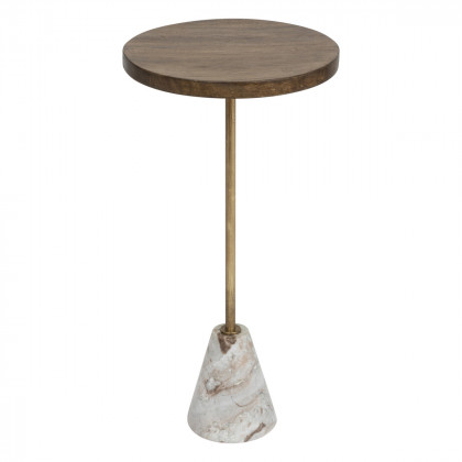 Table d'appoint Neith en bois de manguier et marbre Beige