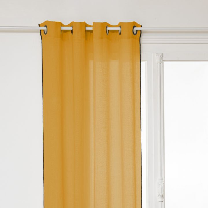 Rideau "Linah", lin, jaune ocre, 130x260 cm